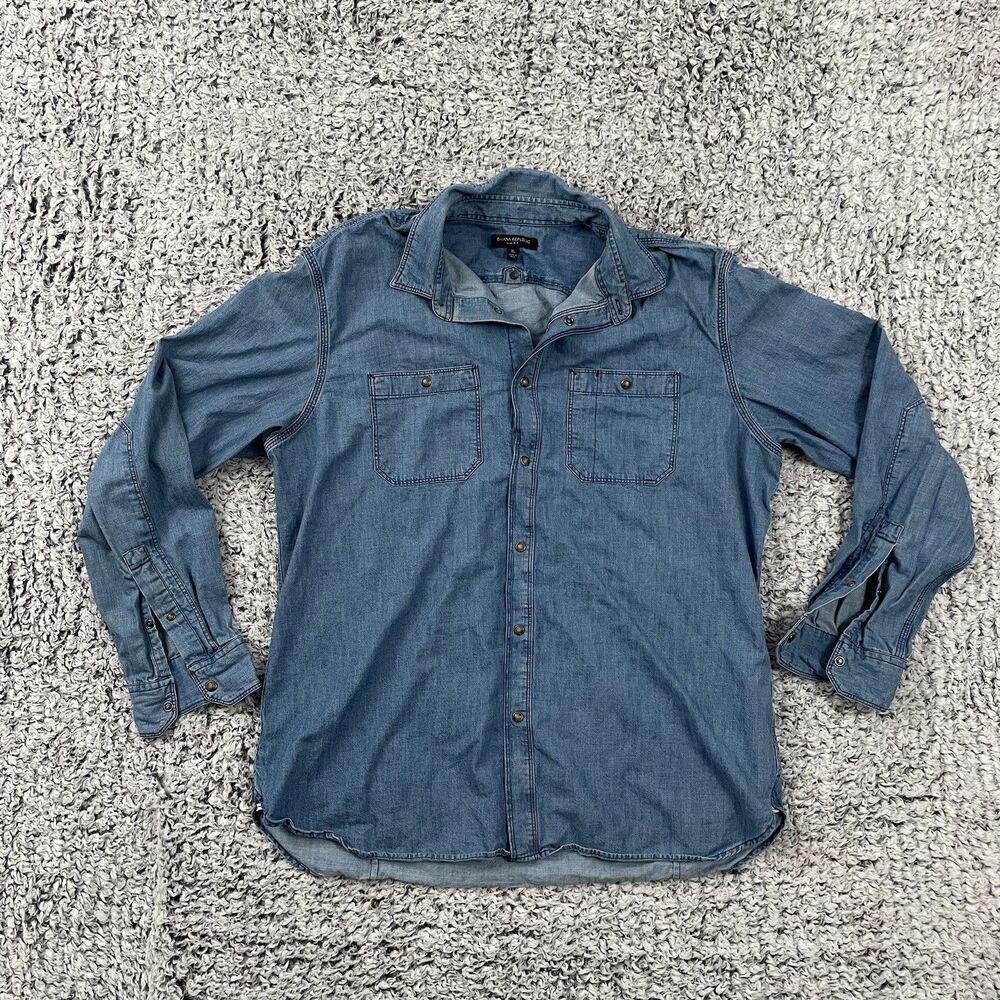 Banana Republic Shirt Mens XL Blue Denim Jean Double Pocket Button Up